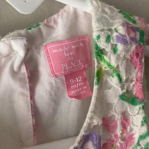 Children’s Place Pink and purple Spring/Summer Floral Lace Dress, 9-12 months - Picture 7 of 7